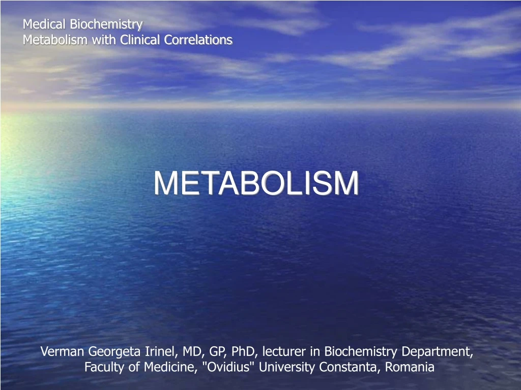 medical biochemistry metabolism with clinical