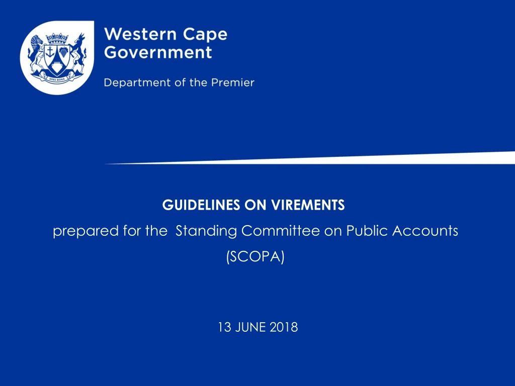 guidelines on virements prepared for the standing committee on public accounts scopa 13 june 2018