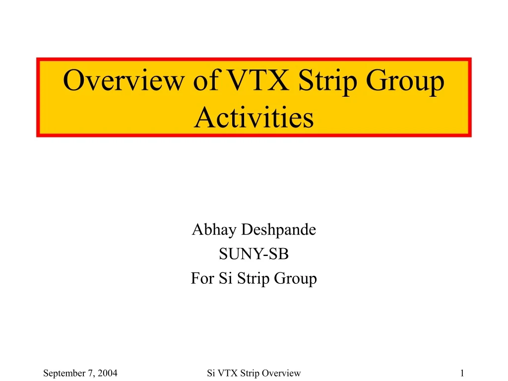 overview of vtx strip group activities