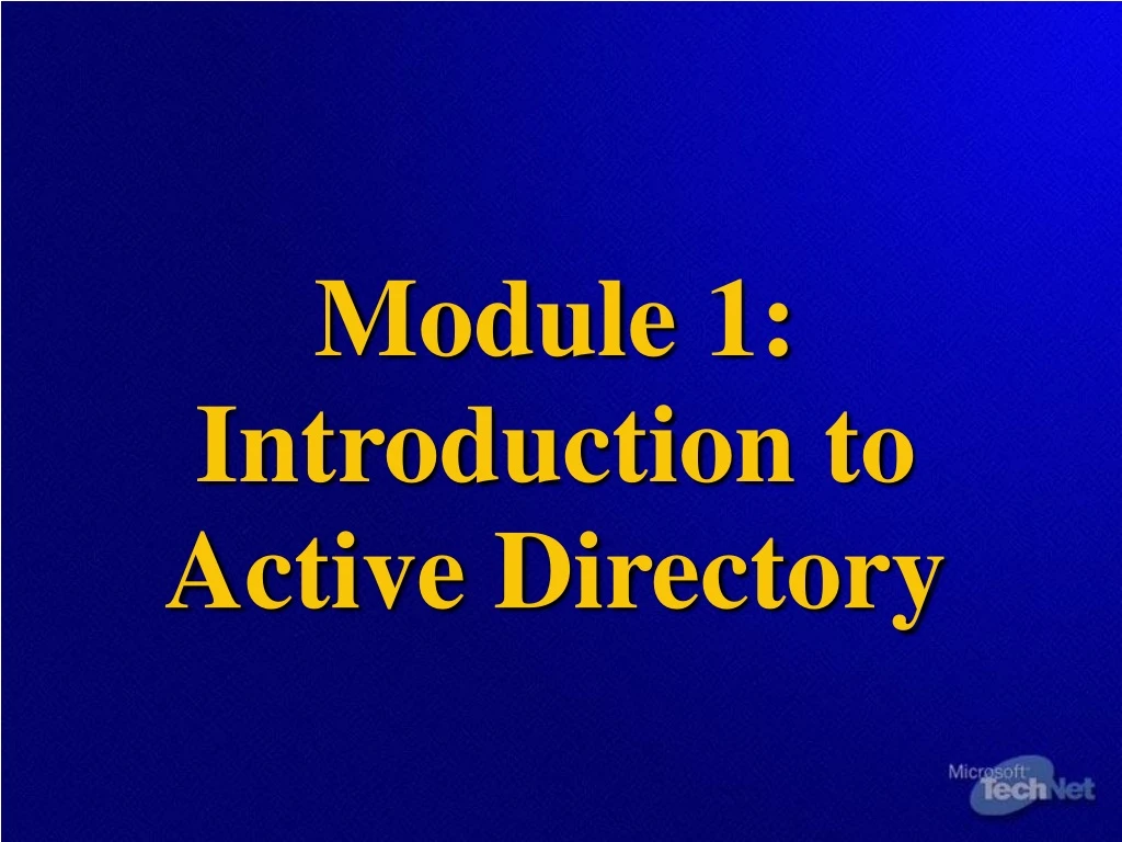 module 1 introduction to active directory
