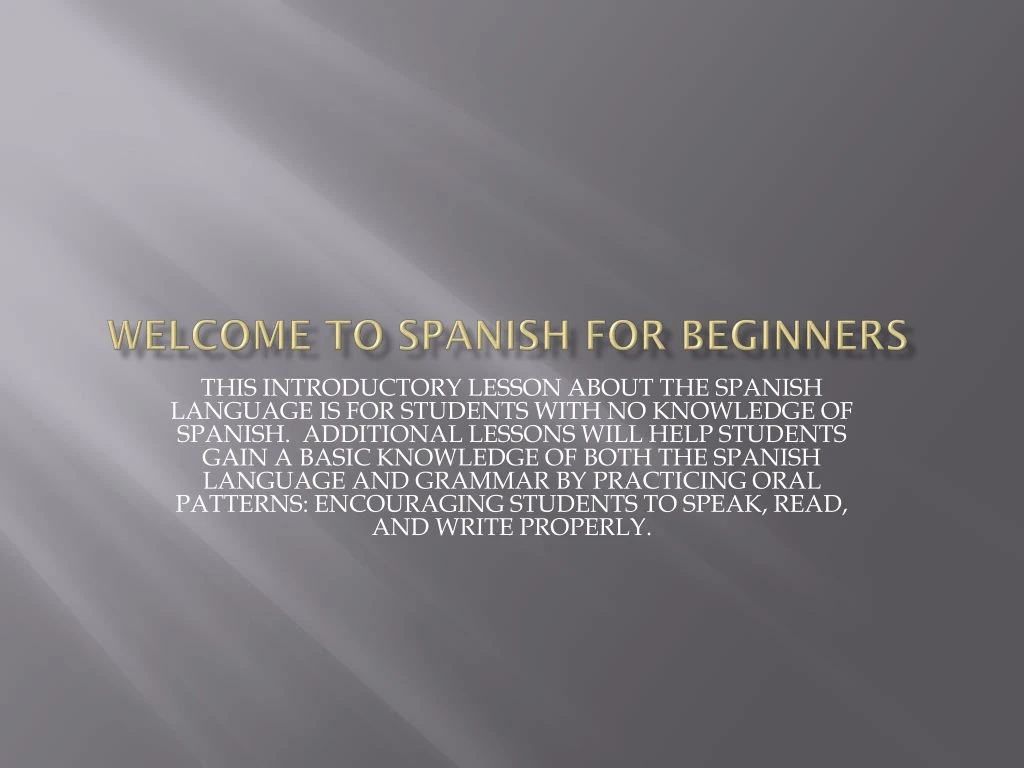 welcome to spanish for beginners