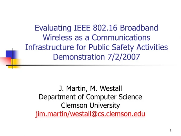 J. Martin, M. Westall Department of Computer Science Clemson University