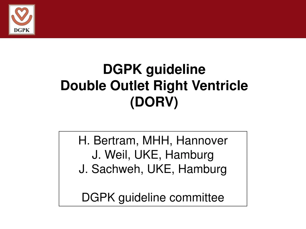 dgpk guideline double outlet right ventricle dorv