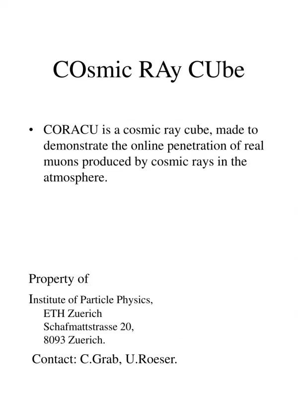 COsmic RAy CUbe