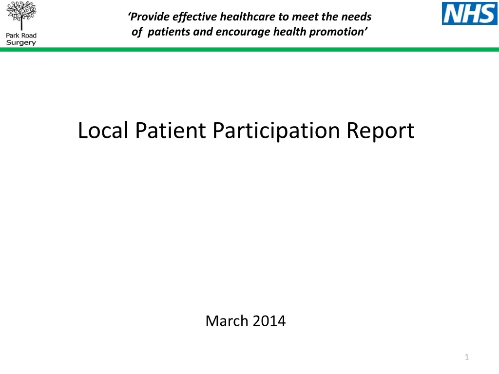 local patient participation report