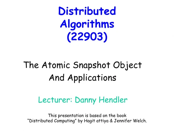 Distributed Algorithms  (22903)