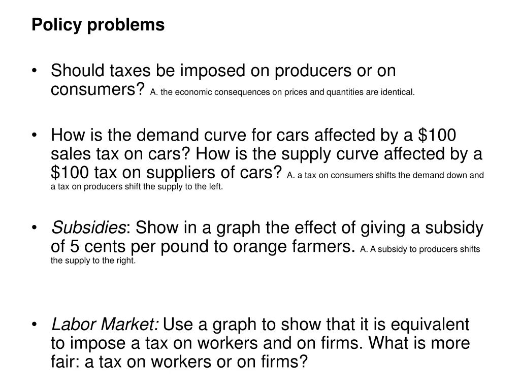 policy problems should taxes be imposed