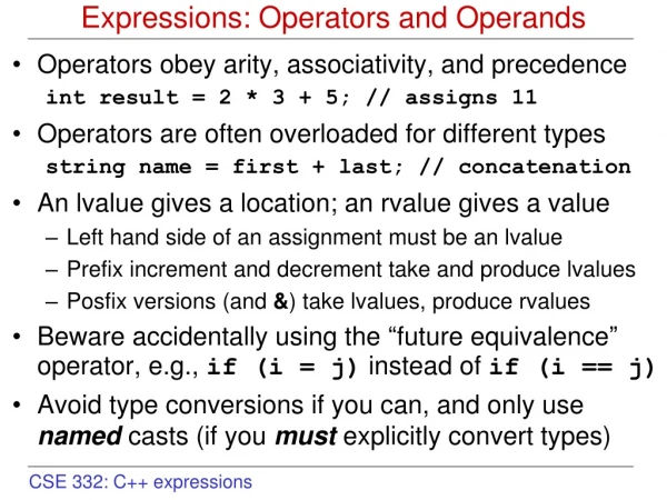 Expressions: Operators and Operands