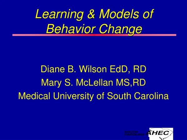 Learning &amp; Models of Behavior Change