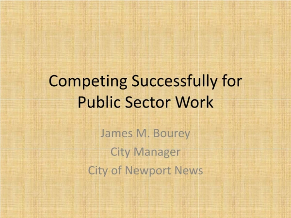 Competing Successfully for Public Sector Work