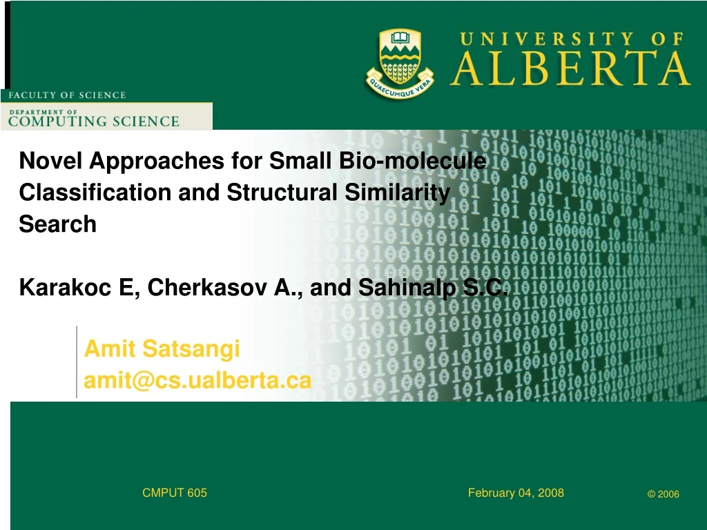 amit satsangi amit@cs ualberta ca