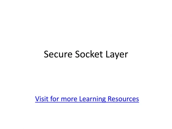 Secure Socket Layer