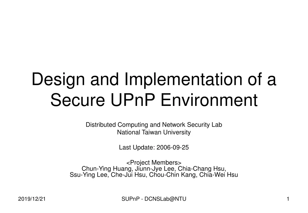 design and implementation of a secure upnp environment