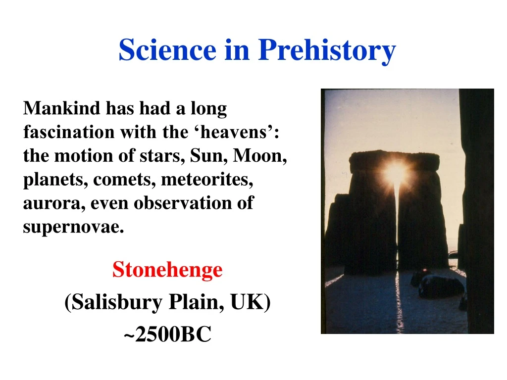 science in prehistory