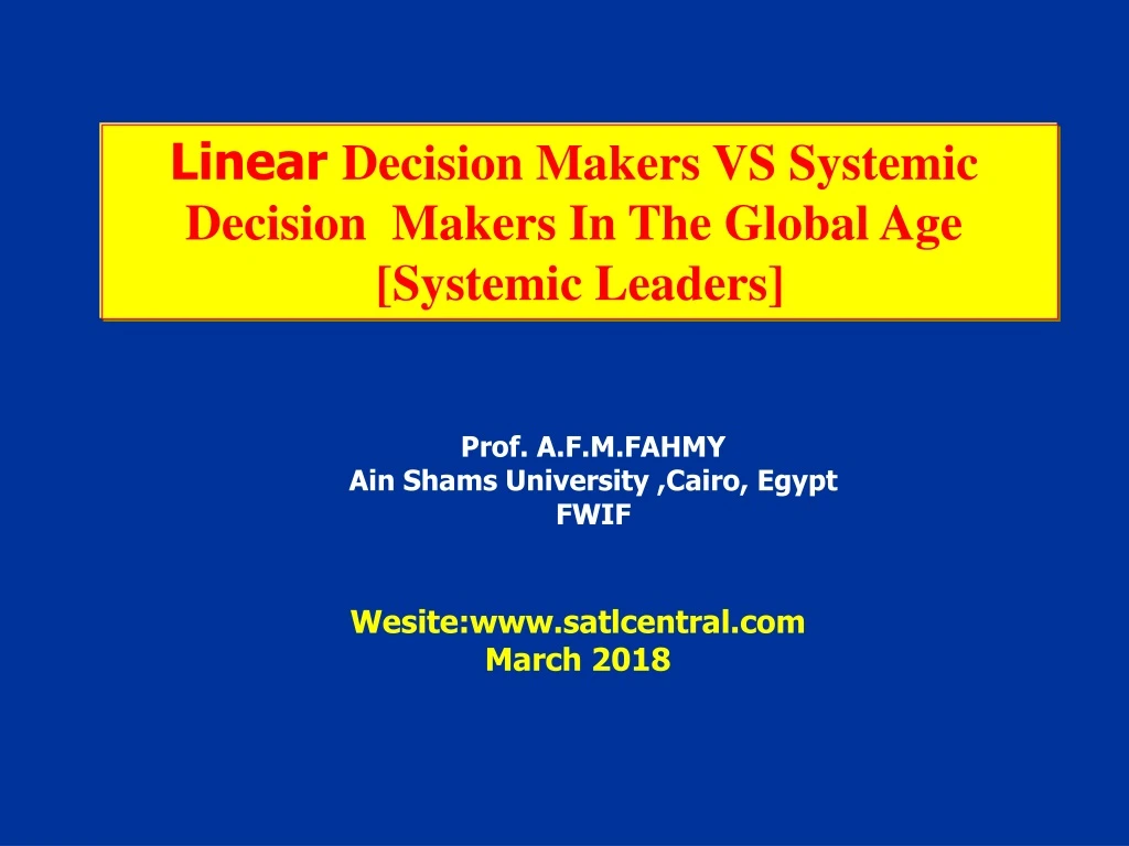 linear decision makers vs systemic decision