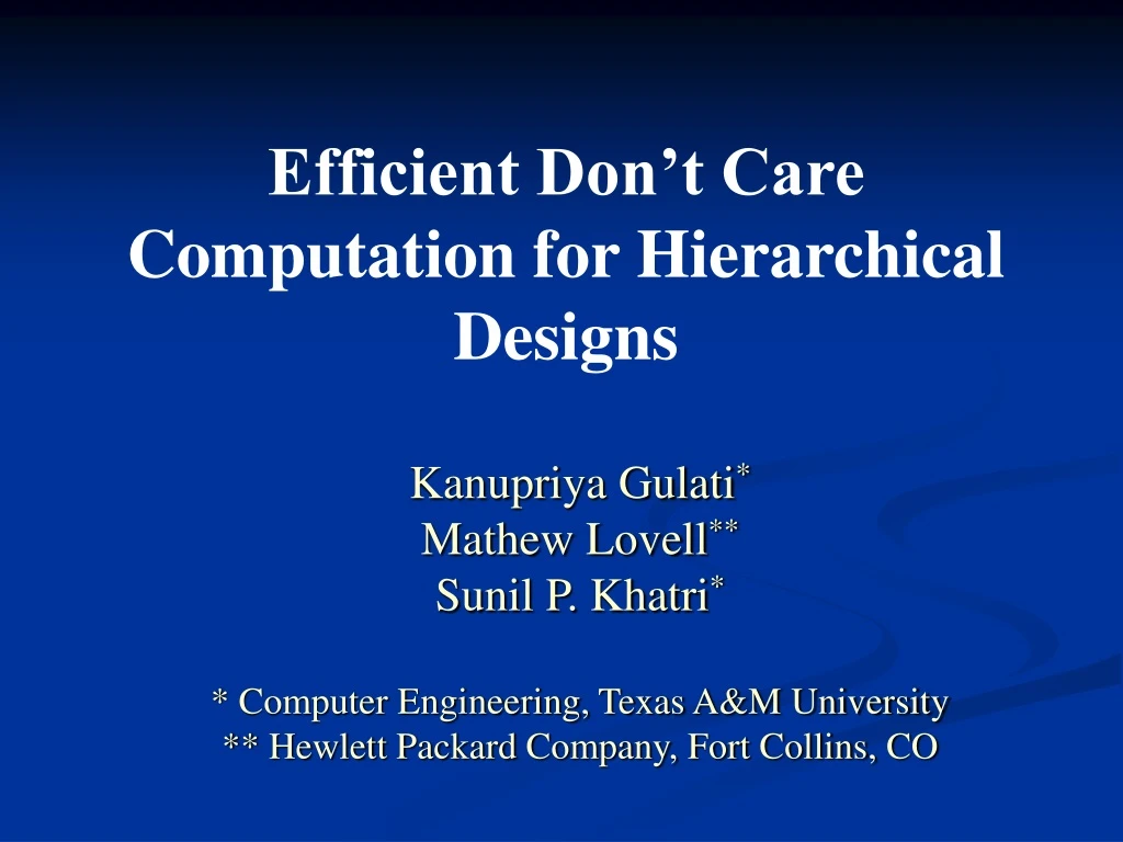 efficient don t care computation for hierarchical