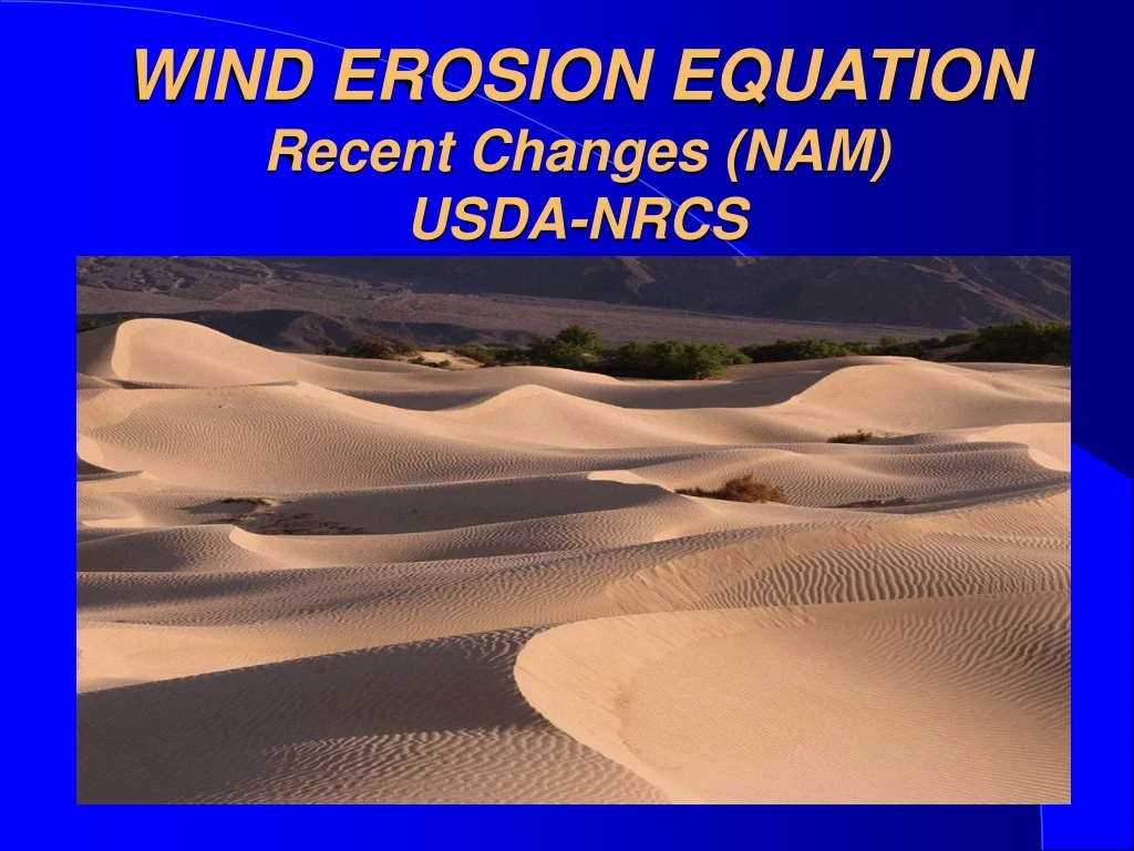 wind erosion equation recent changes nam usda nrcs