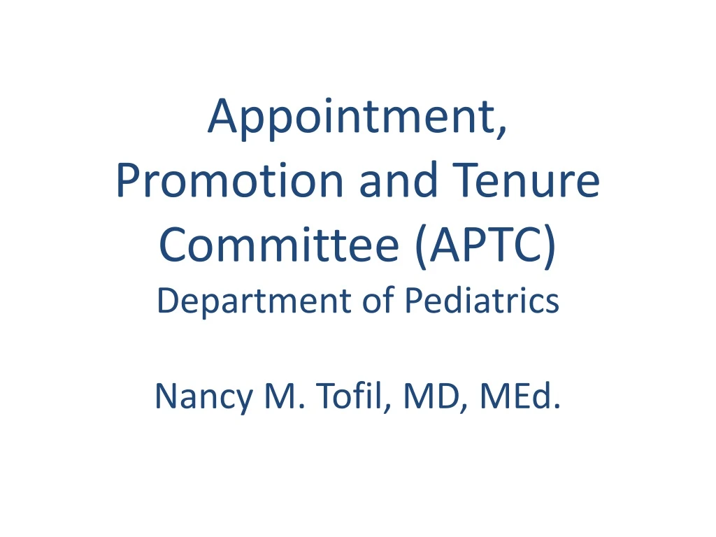appointment promotion and tenure committee aptc