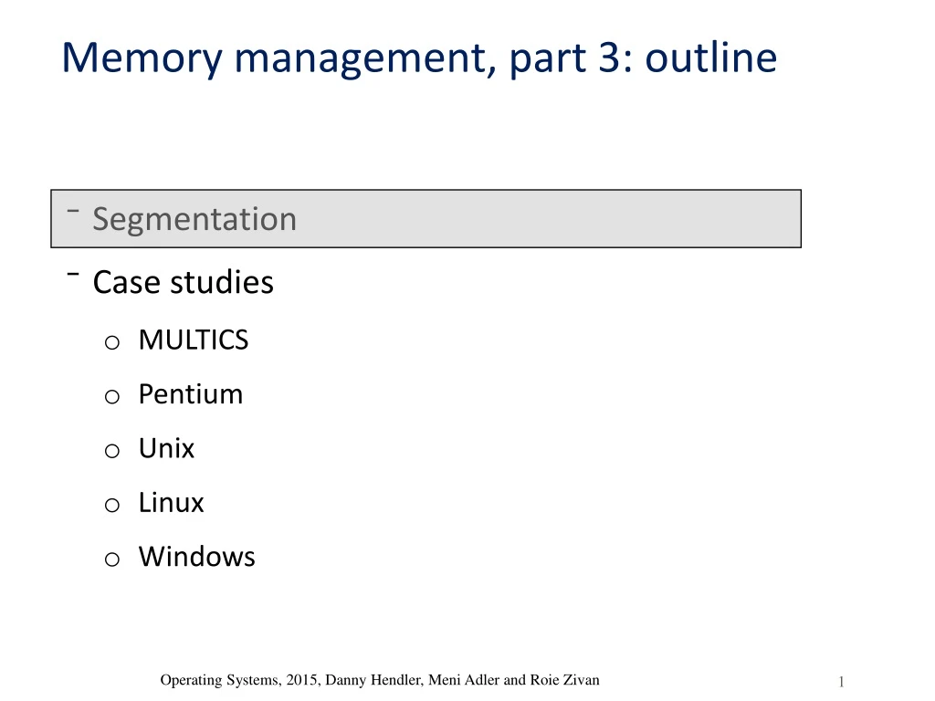 memory management part 3 outline