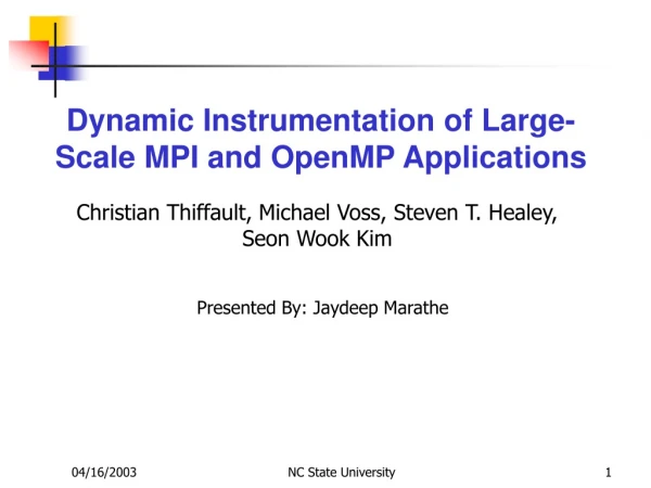 Dynamic Instrumentation of Large-Scale MPI and OpenMP Applications