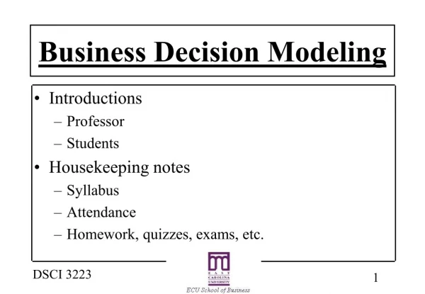 Business Decision Modeling