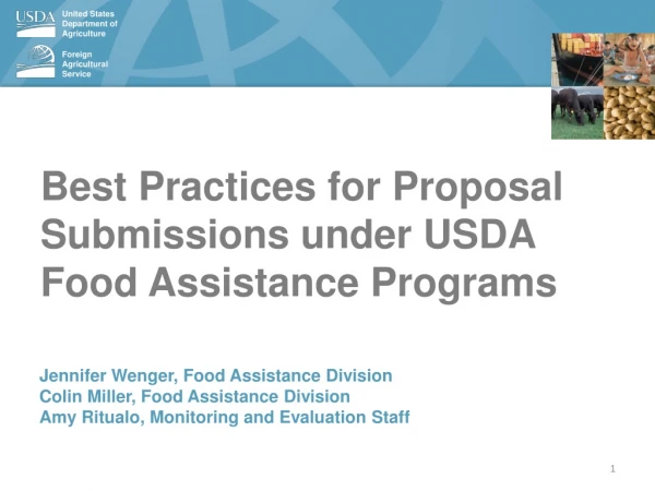 Best Practices for Proposal Submissions under USDA Food Assistance Programs