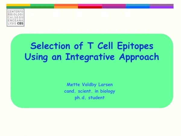 Selection of T Cell Epitopes Using an Integrative Approach