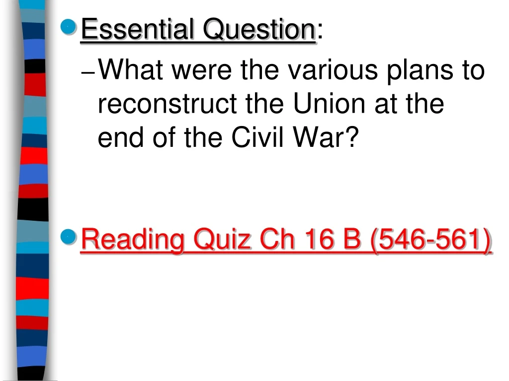 essential question what were the various plans