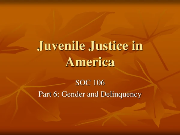 Juvenile Justice in America