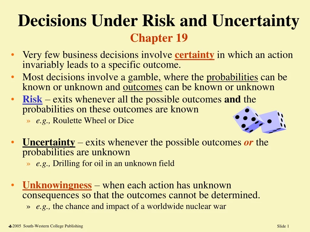 decisions under risk and uncertainty chapter 19