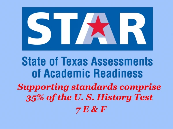 Supporting  standards comprise 35% of the U. S. History Test