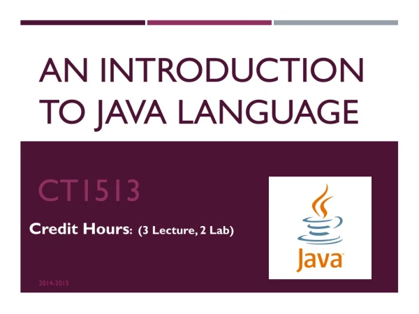 An Introduction to Java Language