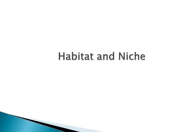 Habitat and Niche