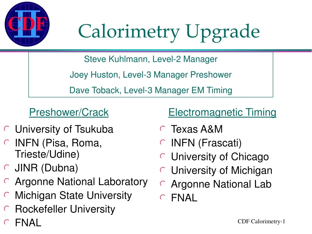 calorimetry upgrade