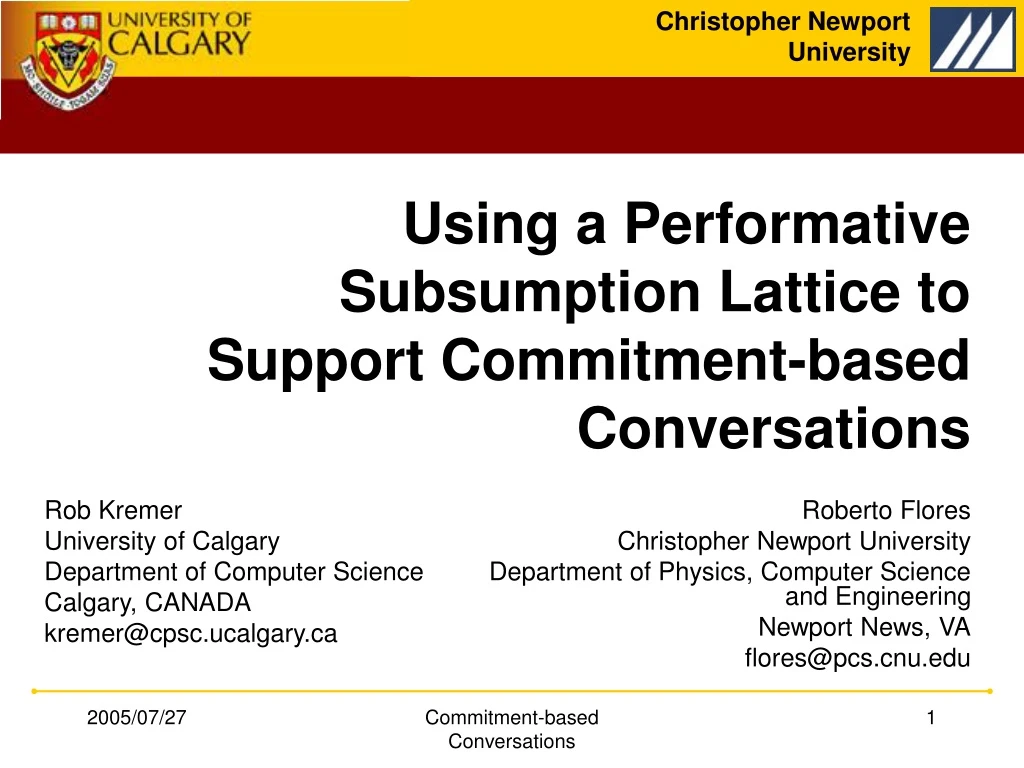 using a performative subsumption lattice to support commitment based conversations