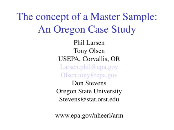 The concept of a Master Sample: An Oregon Case Study
