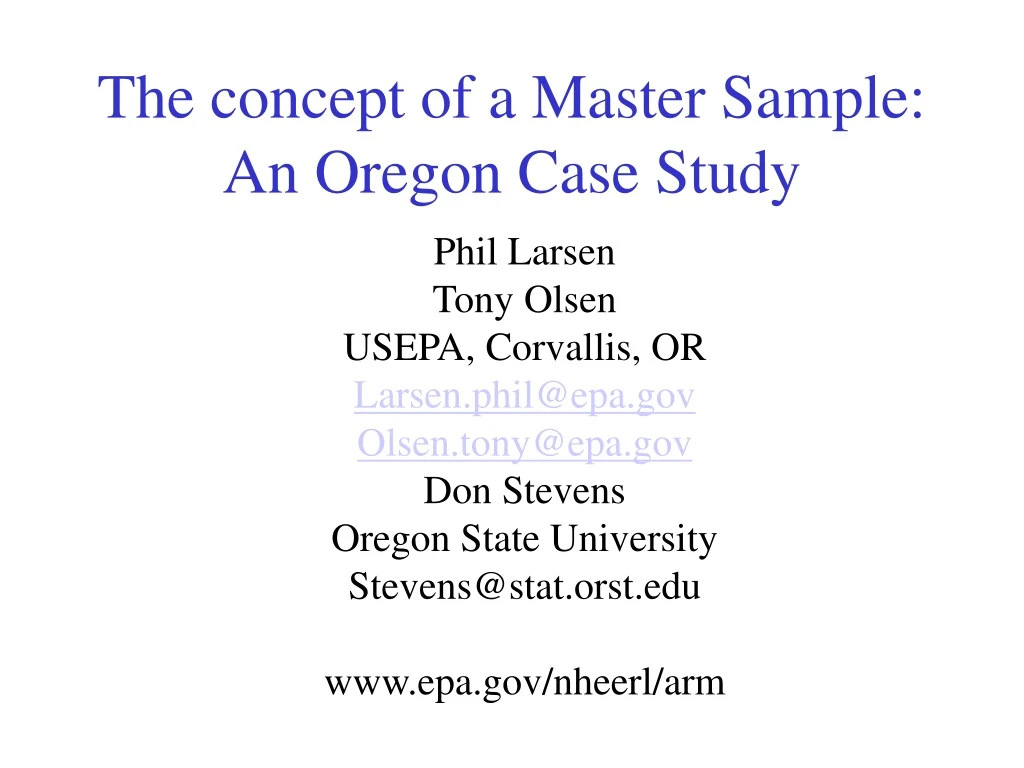 the concept of a master sample an oregon case study