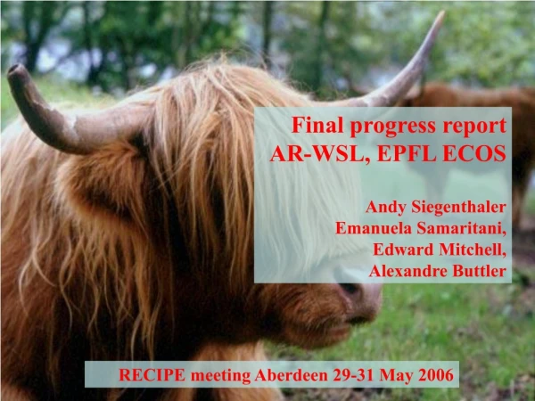 RECIPE meeting Aberdeen 29-31 May 2006