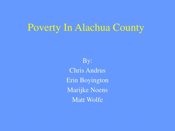 Poverty In Alachua County