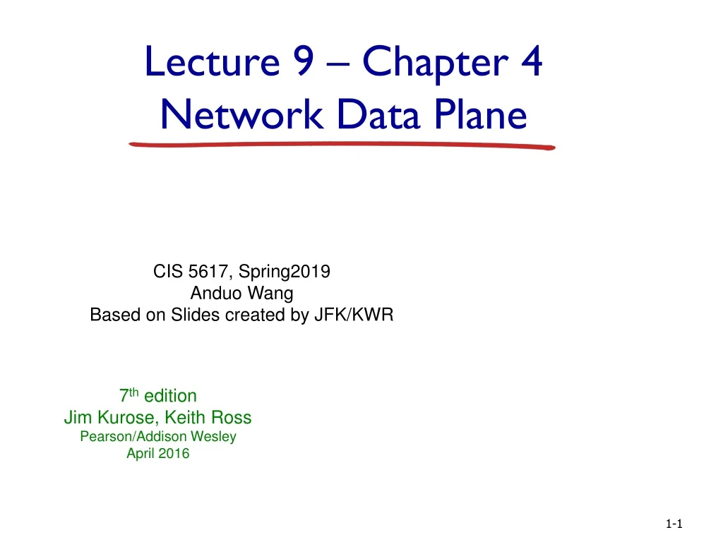 lecture 9 chapter 4 network data plane