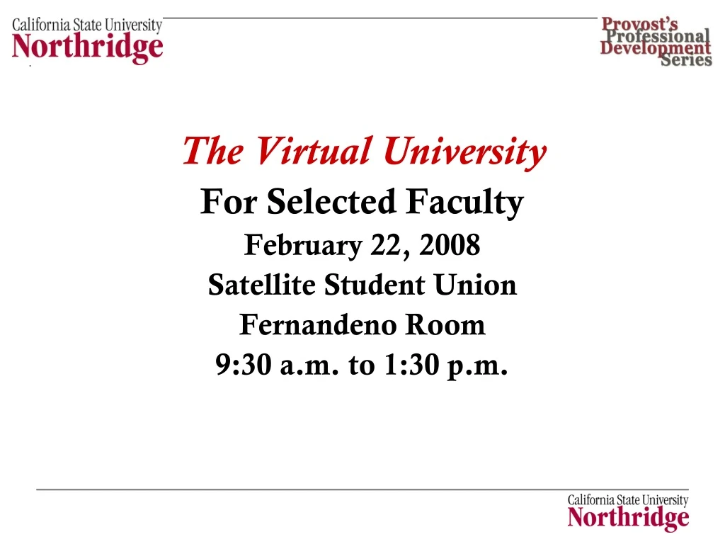 the virtual university for selected faculty