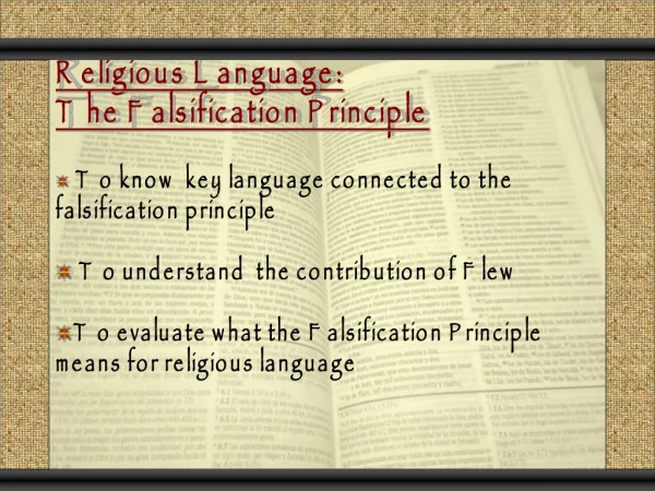 Religious  Language:  The Falsification Principle