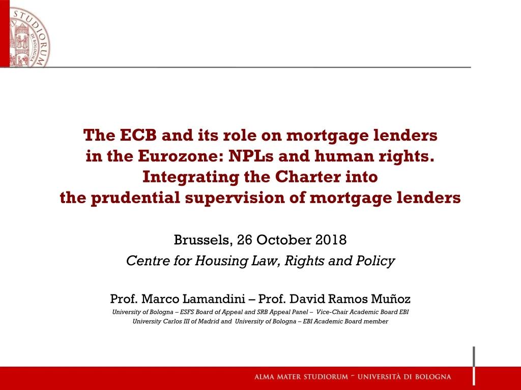 the ecb and its role on mortgage lenders