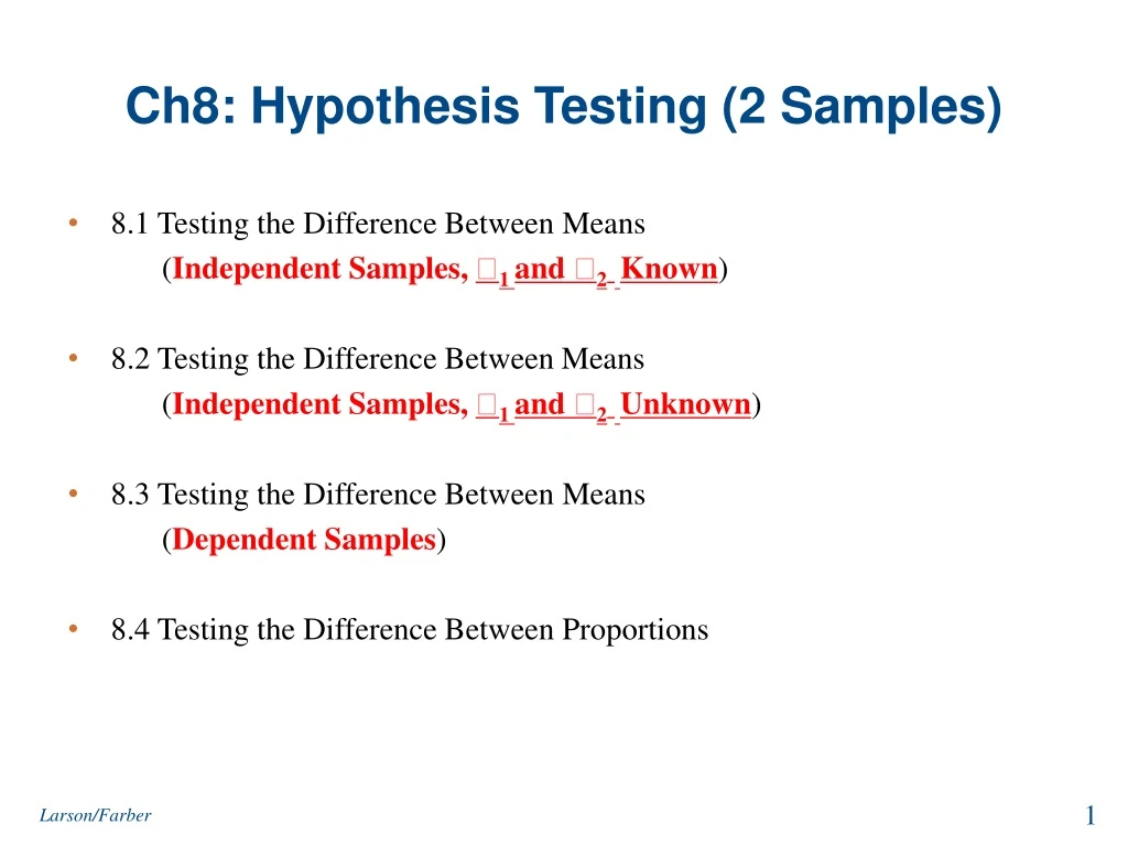ch8 hypothesis testing 2 samples