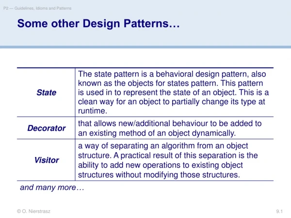 Some other Design Patterns…