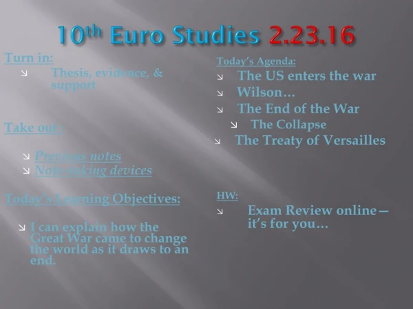 10 th  Euro Studies  2.23.16