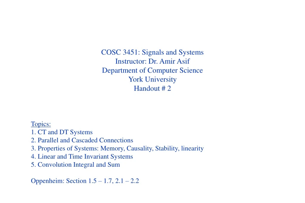 cosc 3451 signals and systems instructor dr amir