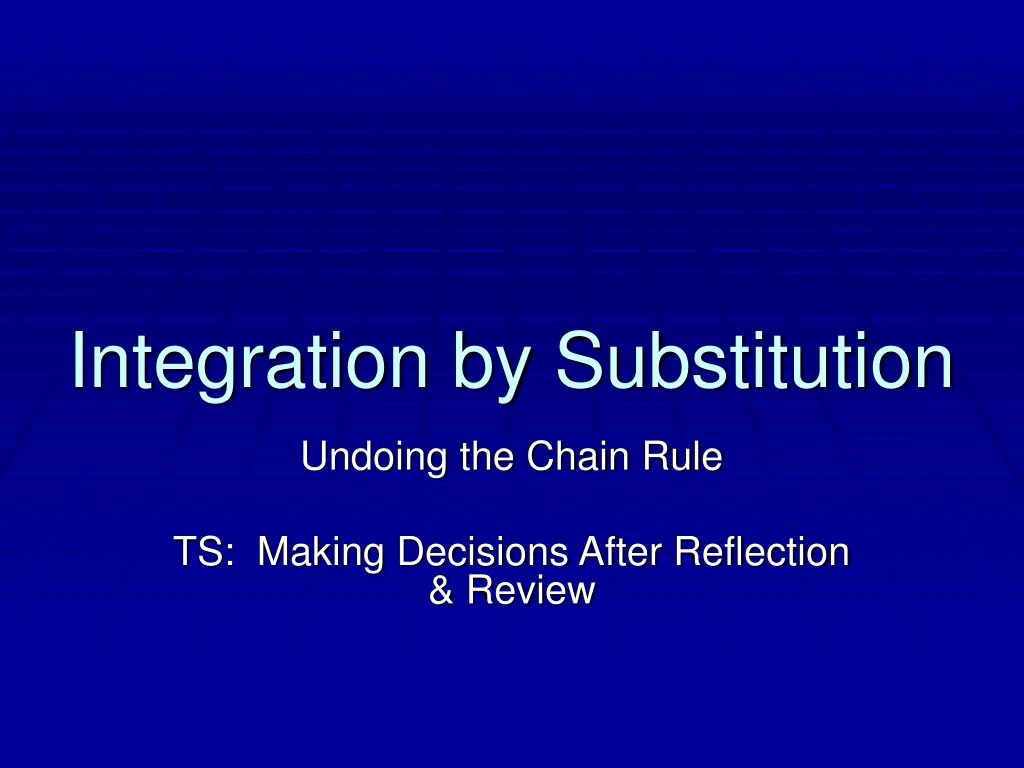 integration by substitution