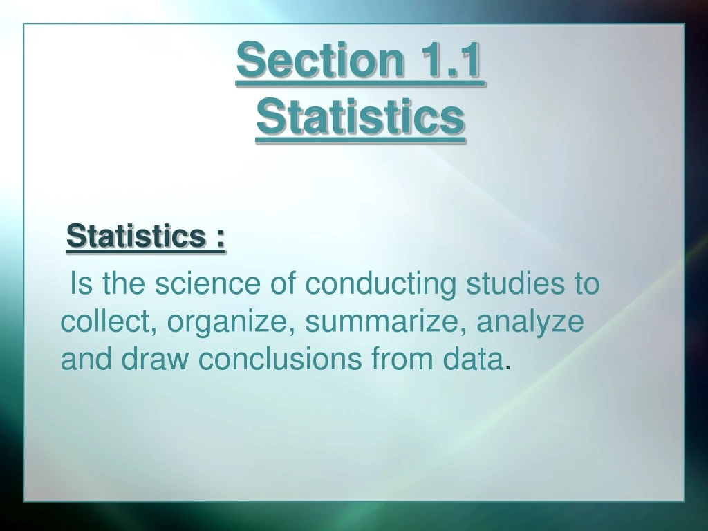 section 1 1 statistics