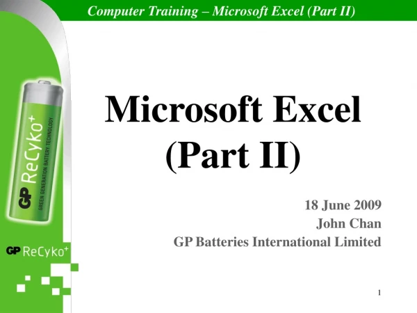 Microsoft Excel (Part II)